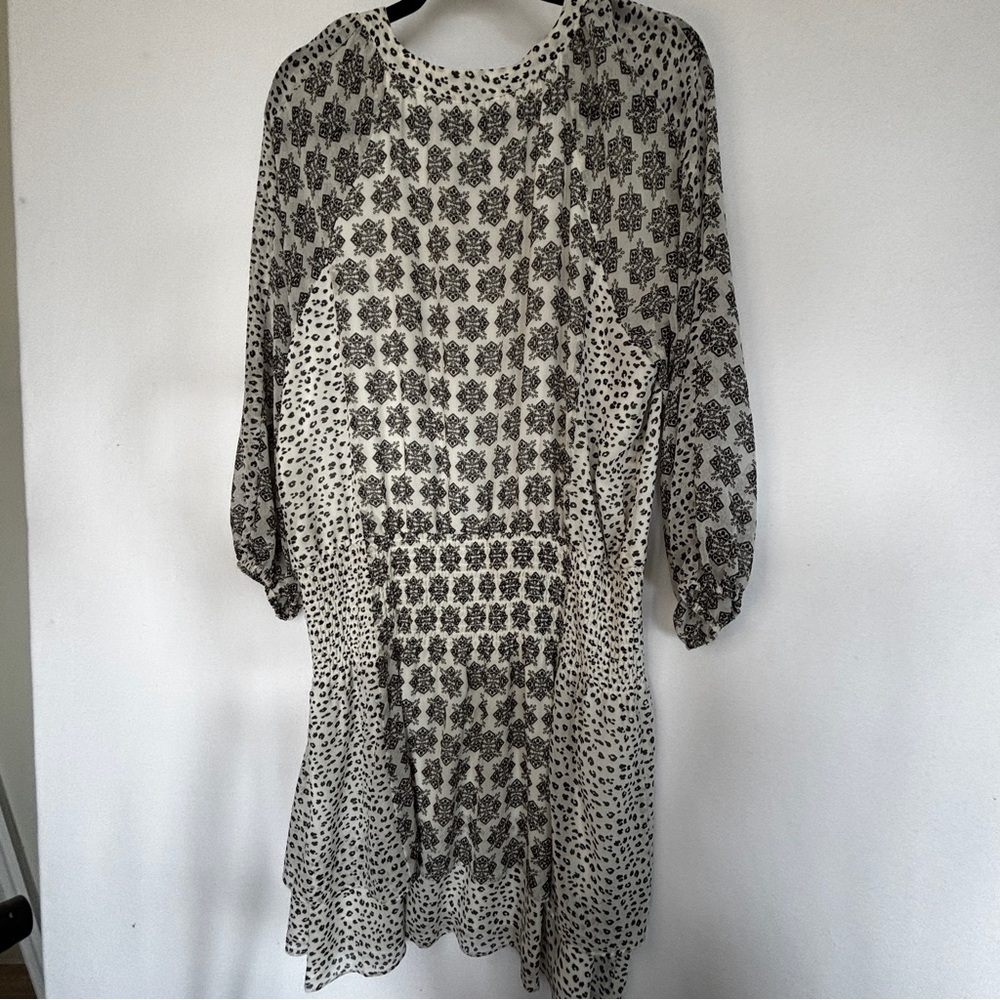 White House Black Market Cream and Black Printed Dress XL - Picture 4 of 11